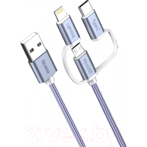 Кабель Olmio USB 2.0 - microUSB/Lightning/TypeC 2.1A / 038896