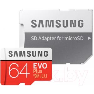 Карта памяти Samsung EVO Plus MicroSDXC UHS-I 64GB + адаптер (MB-MC64HA)