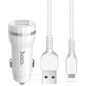 Зарядное устройство автомобильное Hoco Z27 + кабель Lightning AM-8pin