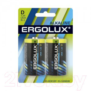 Батарейка Ergolux LR20 Alkaline BL-2