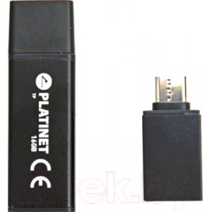 Usb flash накопитель Platinet Pendrive USB 3.0 X-Depo 16GB + Type-C Adapter Black / PMFEC316B